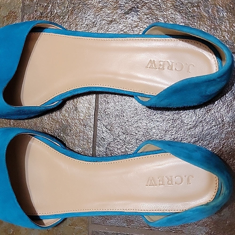 J. Crew | Suede d'Orsay Flats in Vivid Cerulean Ballet Office - Women's Size 8.5 - Picture 8 of 9